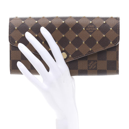 Louis Vuitton Damier Ebene Studded Sarah Wallet NM Rose Ballerine 2 of 10