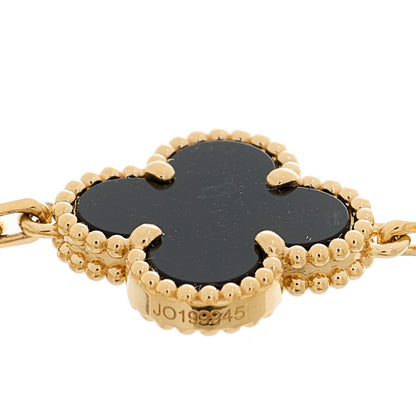 Van Cleef & Arpels 18K Yellow Gold Black Onyx 5 Motifs Vintage Alhambra Bracelet 4 of 5