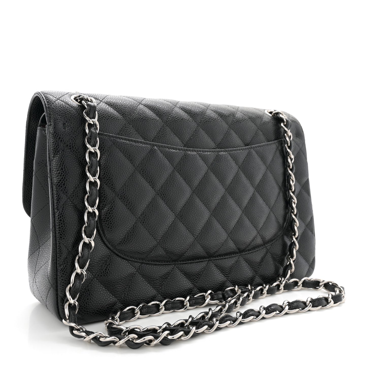 Caviar Quilted Jumbo Double Flap Black