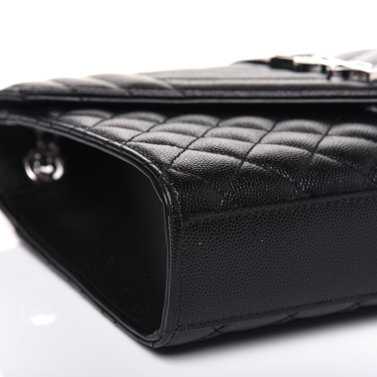 Saint Laurent Grain De Poudre Textured Mixed Matelasse Triquilt Medium Monogram Satchel Black 12 of 16