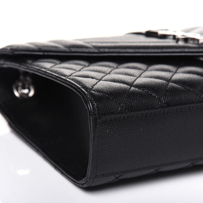 Saint Laurent Grain De Poudre Textured Mixed Matelasse Triquilt Medium Monogram Satchel Black 12 of 16