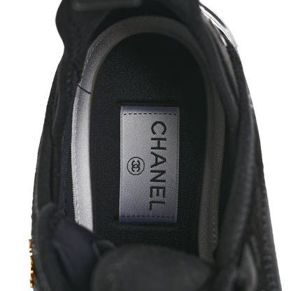 Chanel Velvet Calfskin Mixed Fibers CC Sneakers 38 Black 7 of 11