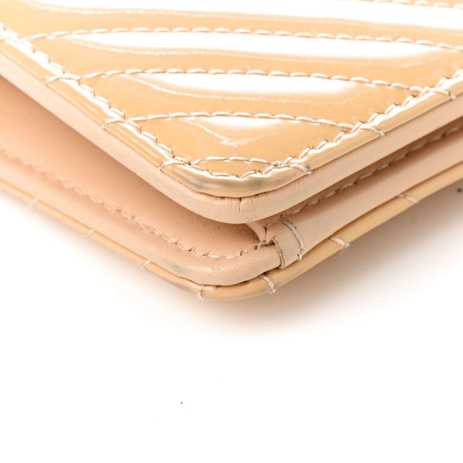 Chanel Patent Chevron Quilted Yen Wallet Beige 11 of 11