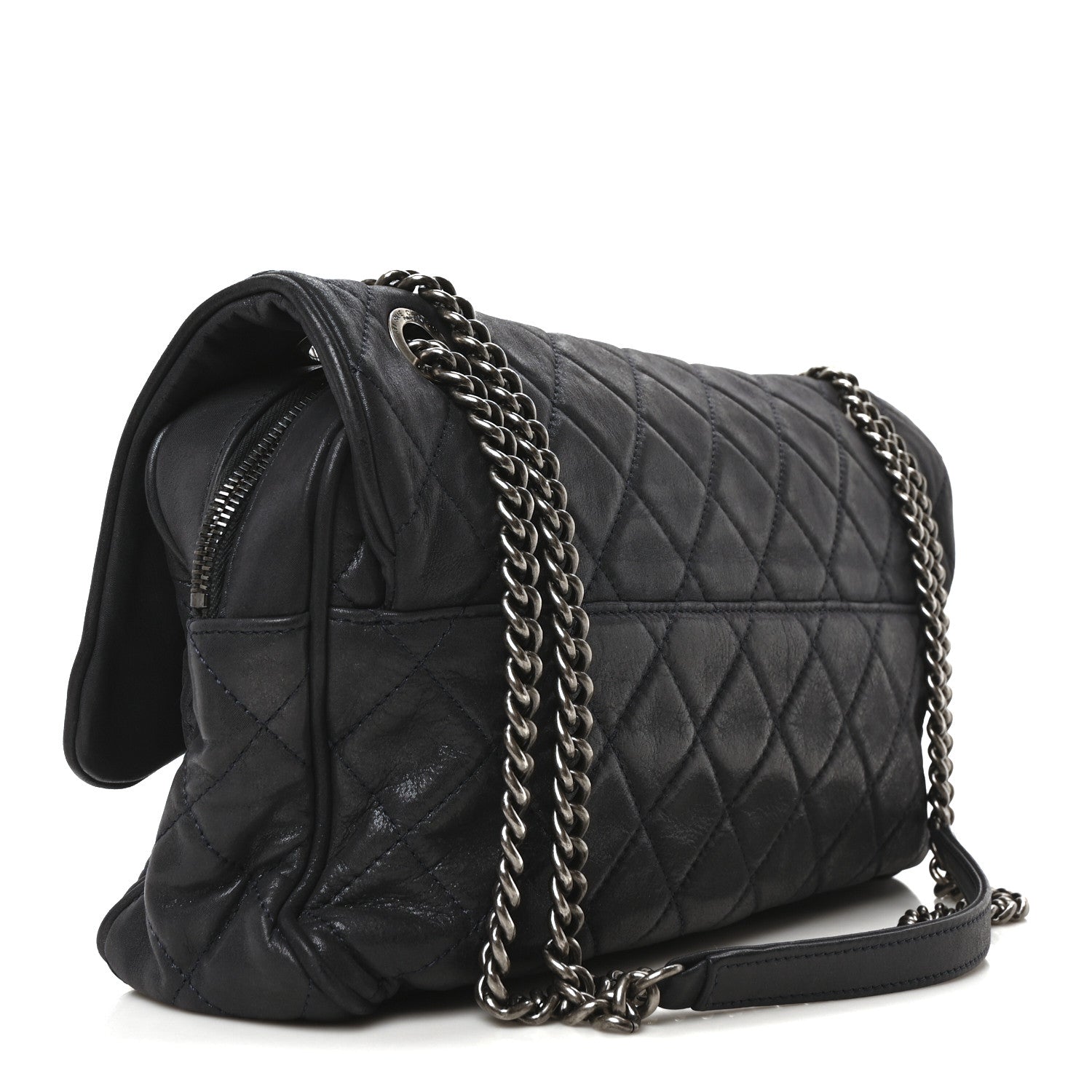 Chanel Iridescent Calfskin Quilted Large Shiva Flap Navy Blue 3 of 10