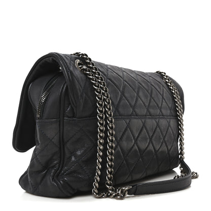 Chanel Iridescent Calfskin Quilted Large Shiva Flap Navy Blue 3 of 10