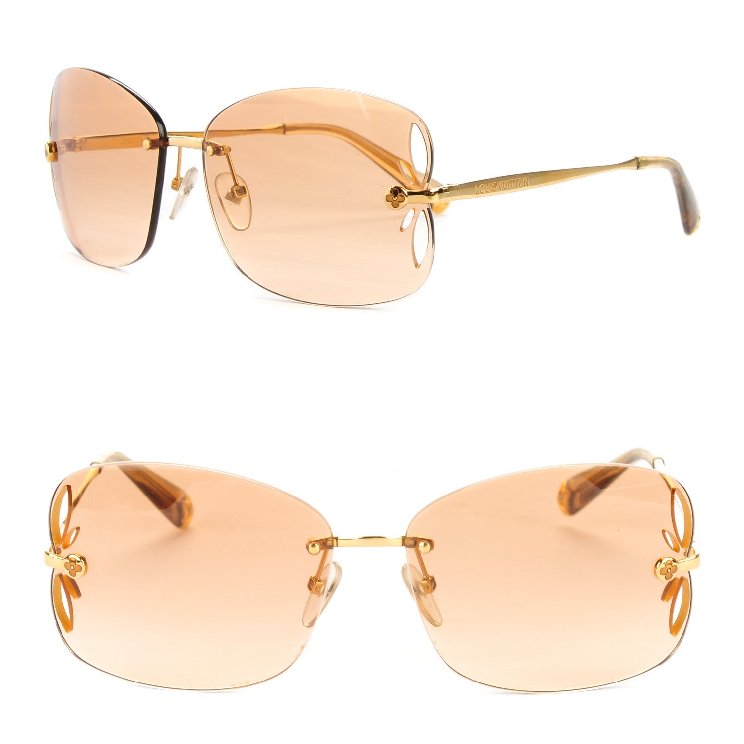 LOUIS VUITTON　レディースサングラス　リリー　リムレス　Z0307U Louis Vuitton Lily Sunglasses Z0307U Gold 160939 – FASHIONPHILE