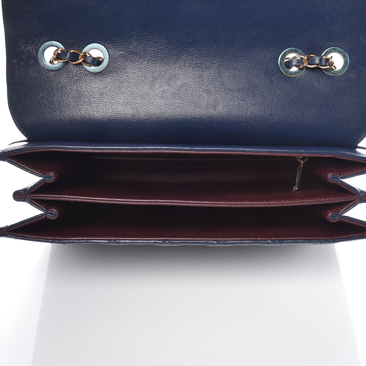 Chanel Sheepskin Quilted Large Beauty Lock Flap Navy Blue 5 of 20