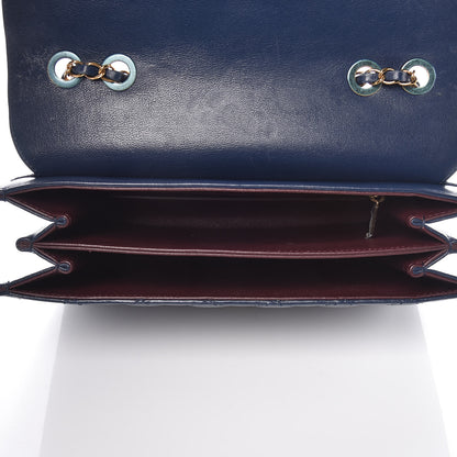 Chanel Sheepskin Quilted Large Beauty Lock Flap Navy Blue 5 of 20
