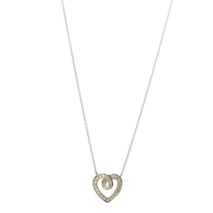 Tiffany 18K Yellow Gold Diamond .51ct Heart Station Pendant Necklace 1 of 6