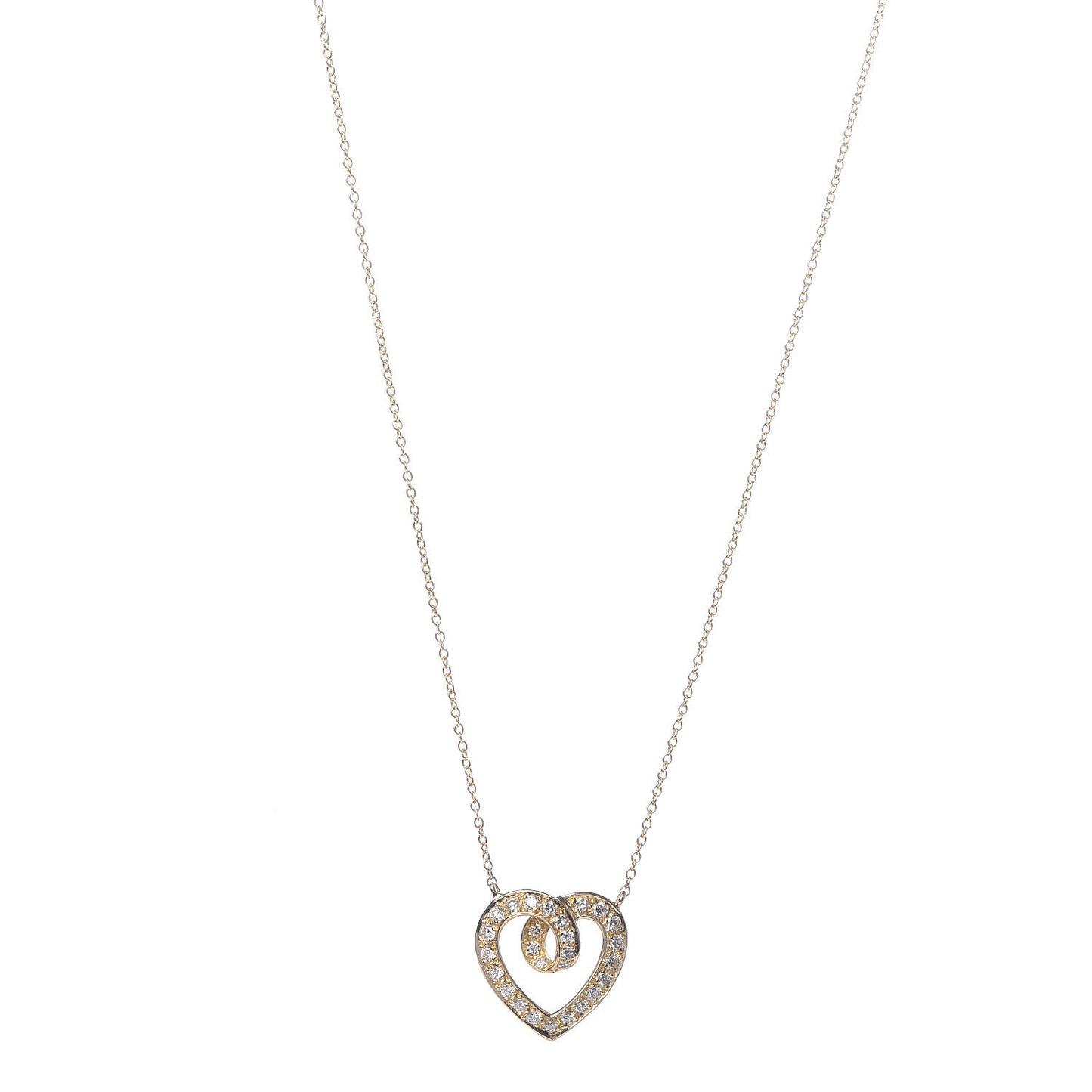 18K Yellow Gold Diamond .51ct Heart Station Pendant Necklace