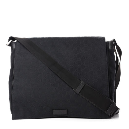 Gucci Monogram Large Flap Messenger Bag Black 1 of 11