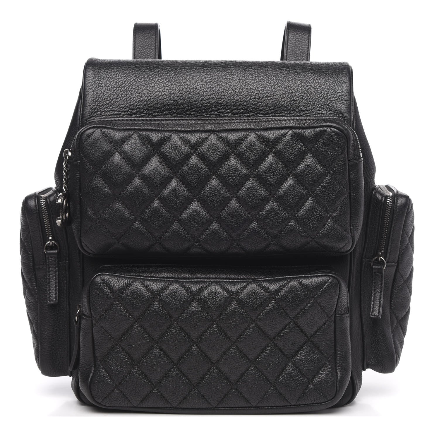 Chanel Grained Calfskin Quilted Large Casual Rock Backpack Black 1 of 8