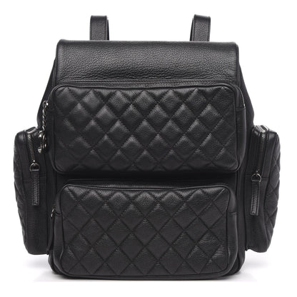 Chanel Grained Calfskin Quilted Large Casual Rock Backpack Black 1 of 8