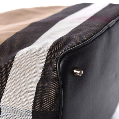 Burberry Grainy Calfskin Canvas Mega Check Medium Ashby Tassel Hobo Black 17 of 19