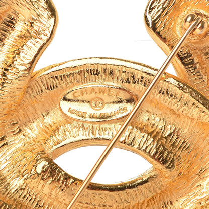 Chanel Metal Quilted Large CC Brooch Gold 4 of 4