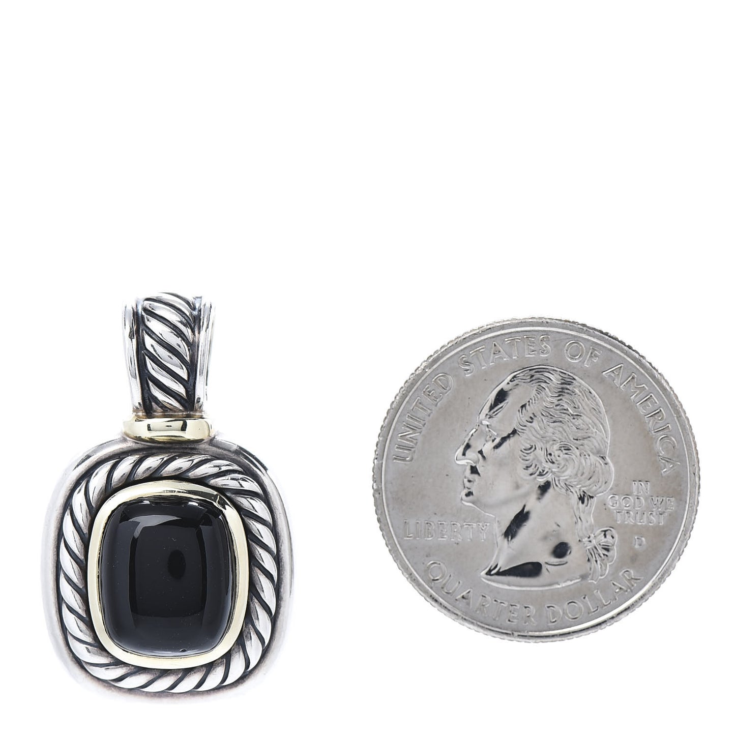 Sterling Silver 14K Yellow Gold Black Onyx 10mm Albion Enhancer Pendant