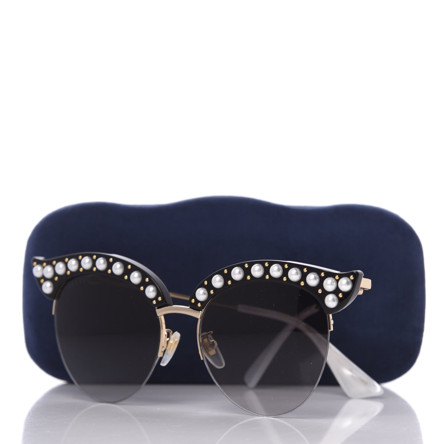 Gucci Pearl Cat Eye Sunglasses GG0212S Black 8 of 8