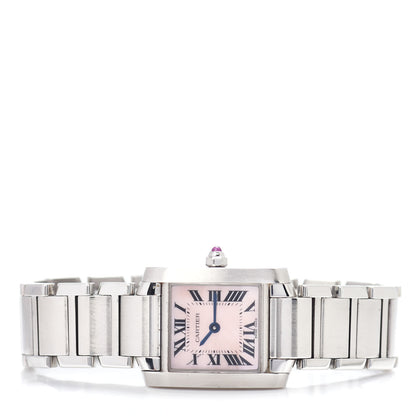 Cartier Stainless Steel Pink Mother of Pearl 20mm Tank Francaise Quartz Watch 2 of 4