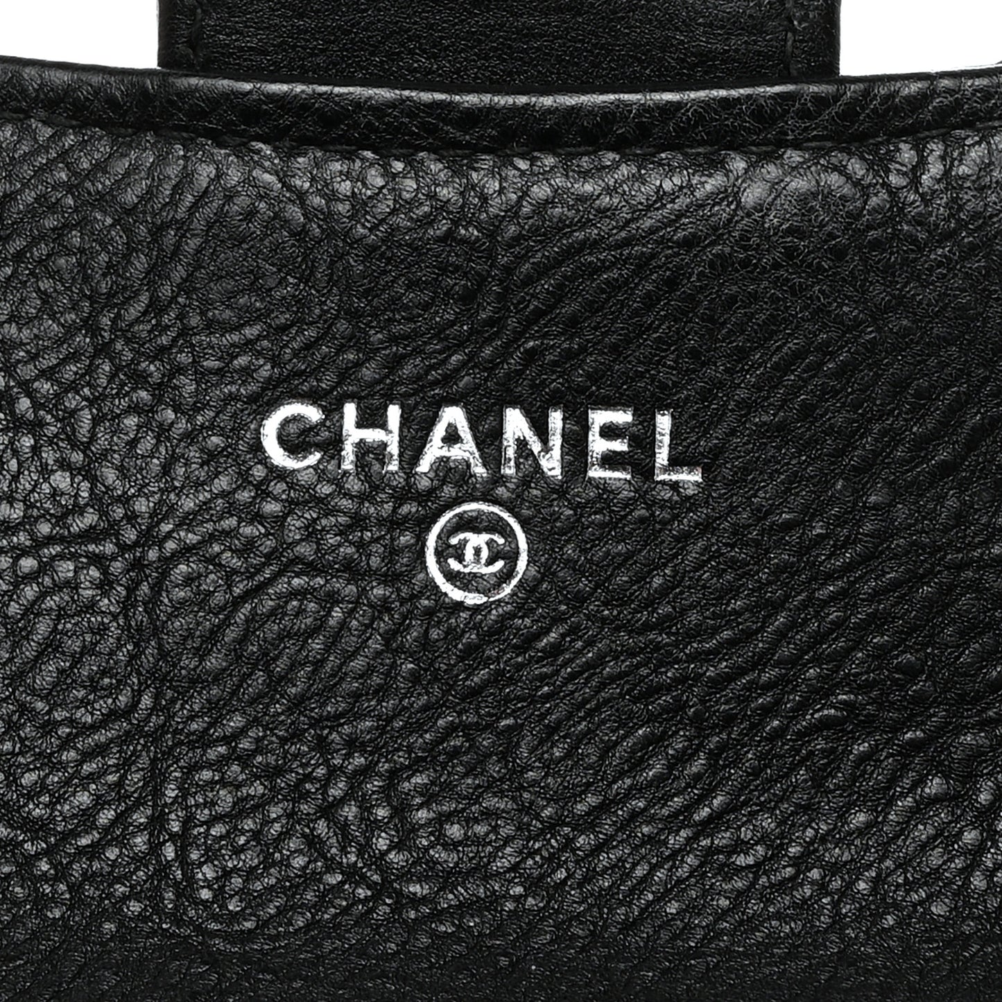 Crumpled Calfskin Quilted Flap Card Holder Wallet So Black