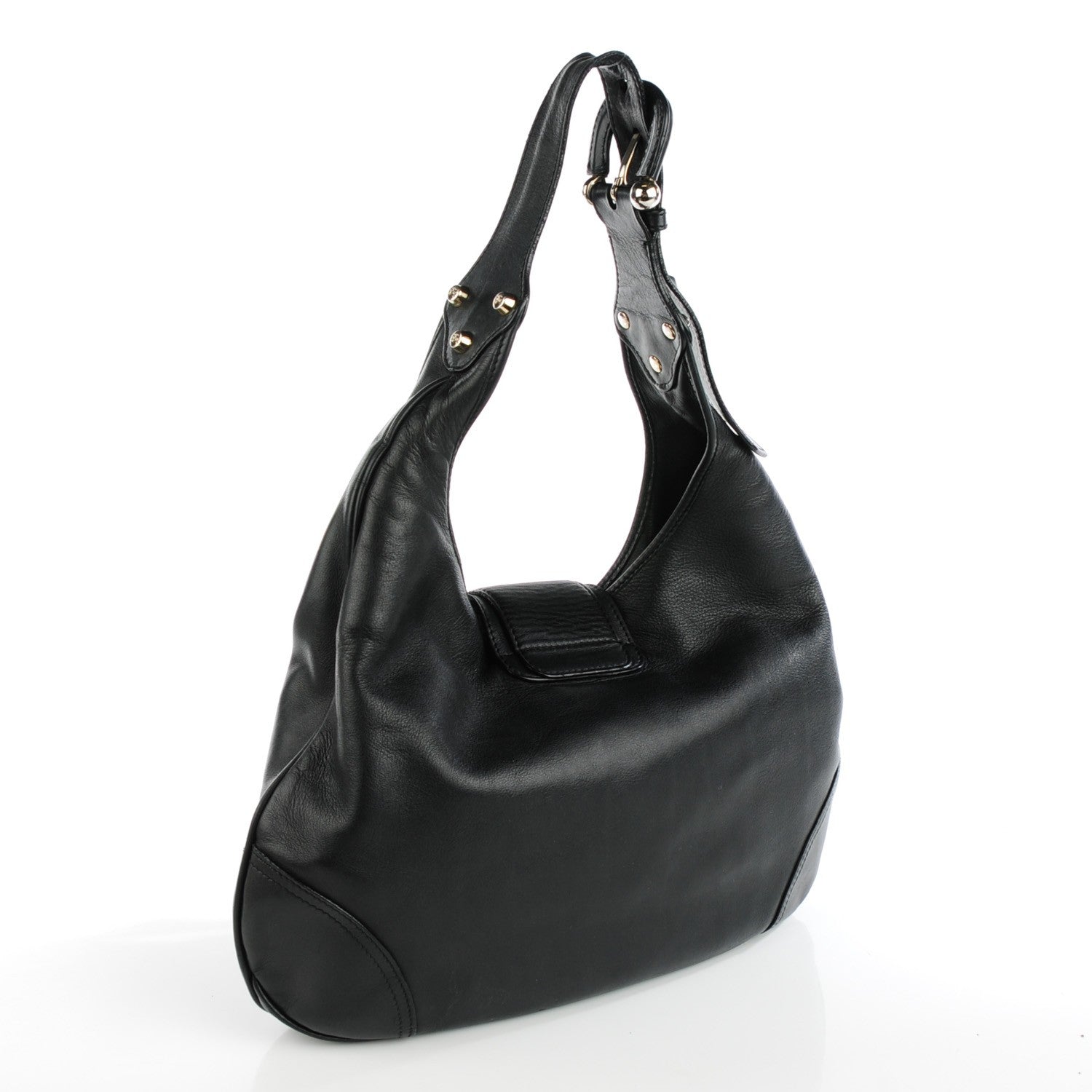 Burberry Calfskin Buckle Hobo Black 3 of 8