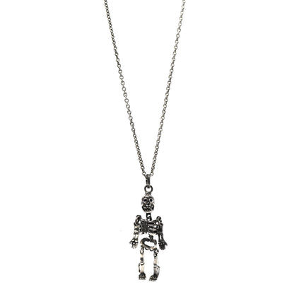 Saint Laurent Brass Skeleton Chain Necklace Silver 1 of 6