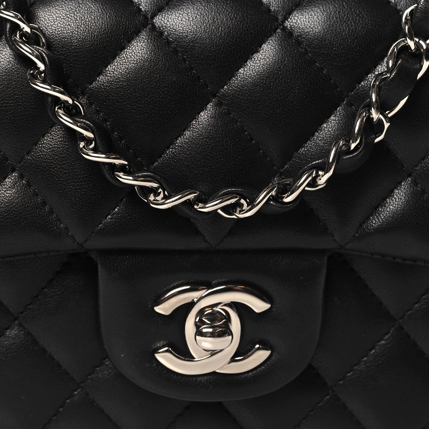 Chanel Lambskin Quilted Mini Rectangular Flap Black 8 of 12