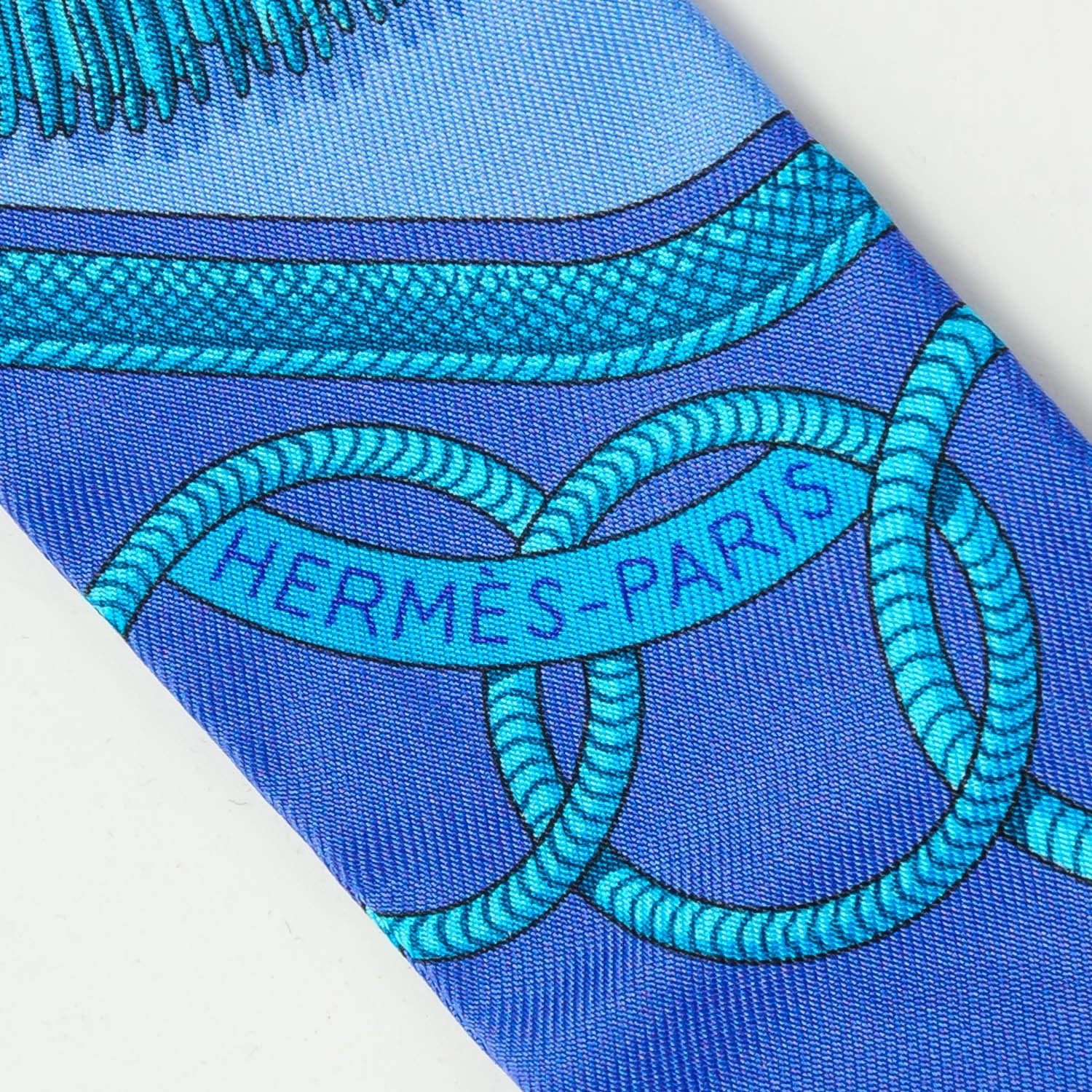 Hermes Silk Epaulettes Twilly Lavande Turquoise Jaune 3 of 7