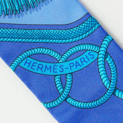 Hermes Silk Epaulettes Twilly Lavande Turquoise Jaune 3 of 7
