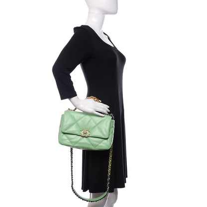 Chanel Goatskin Quilted Medium 19 Flap Light Green 3 of 12