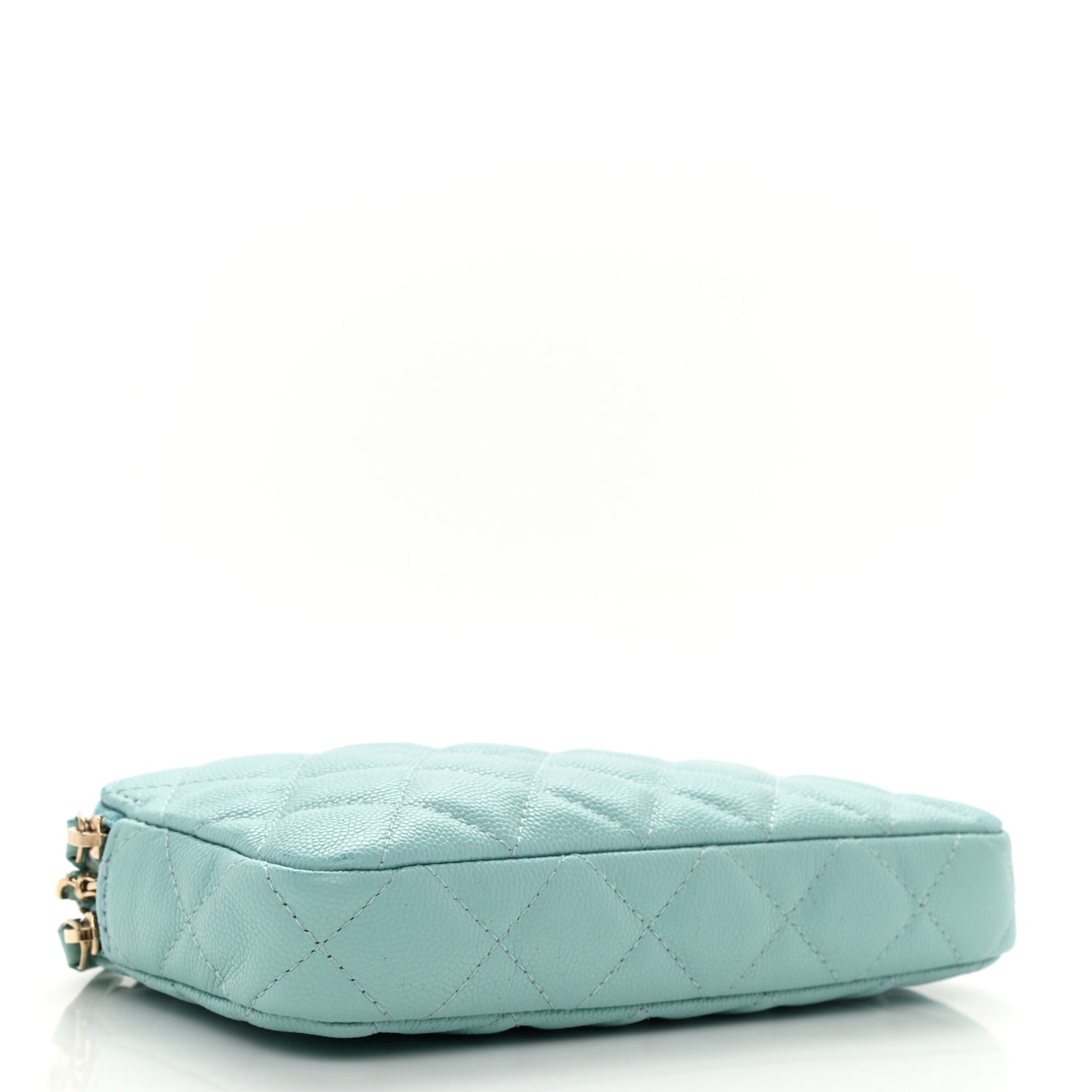 Caviar Quilted Small Clutch With Chain Light Blue