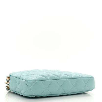 Chanel Caviar Quilted Small Clutch With Chain Light Blue 3 of 14