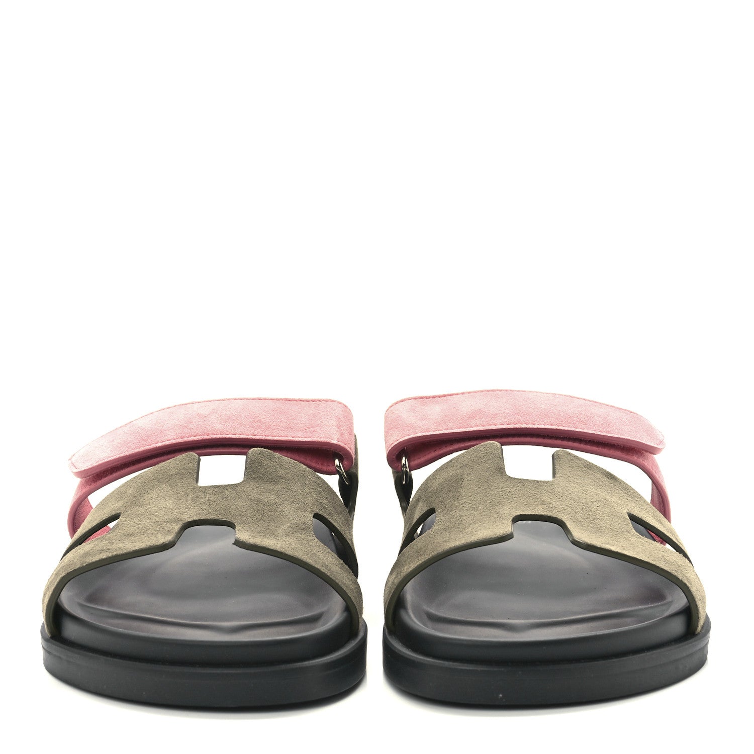 Hermes Suede Goatskin Womens Chypre Sandals 38 Toundra Rose Du Desert 2 of 9