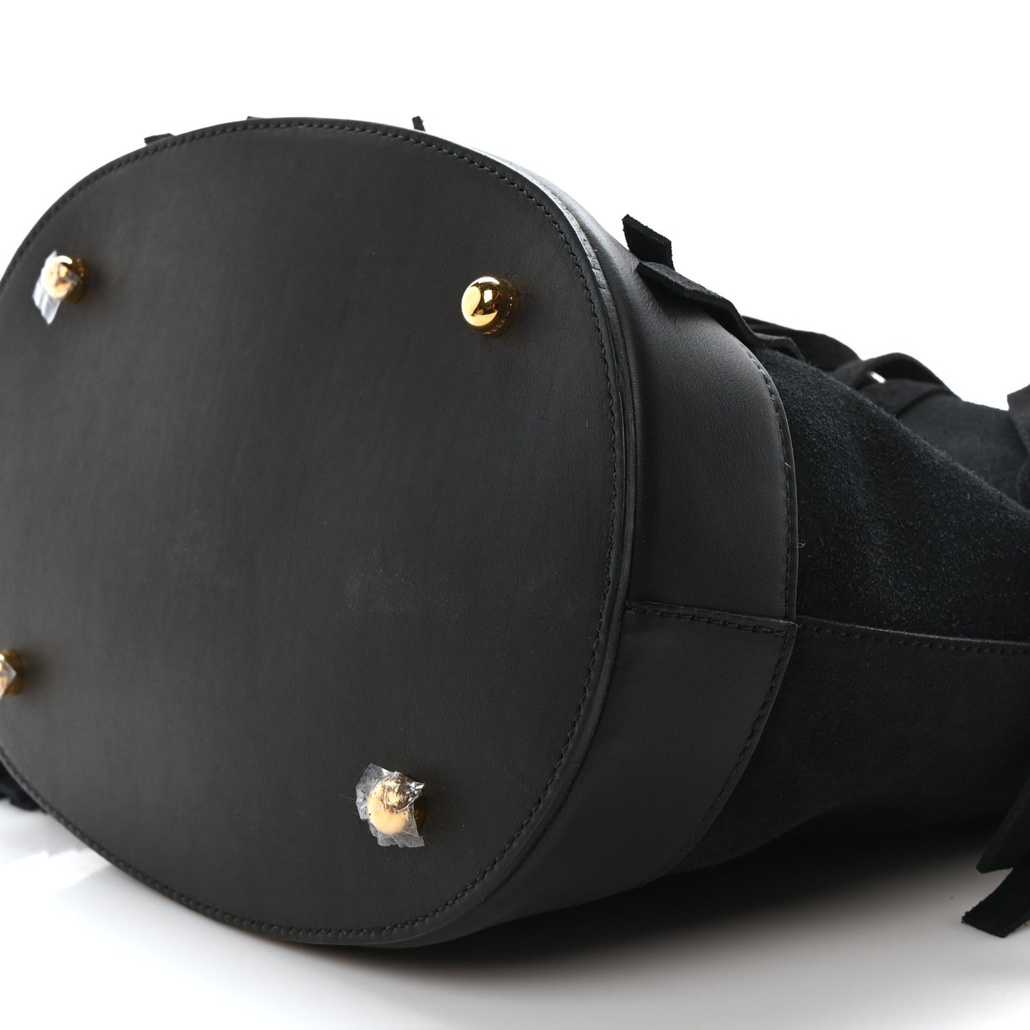 Prorsum Suede Fringe Bucket Bag Black