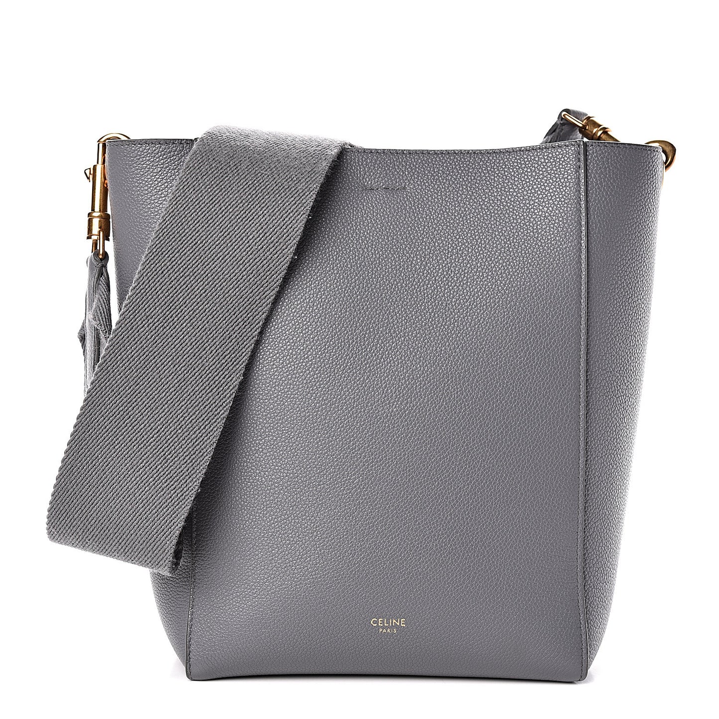 Soft Grained Calfskin Small Sangle Bucket Bag Grey