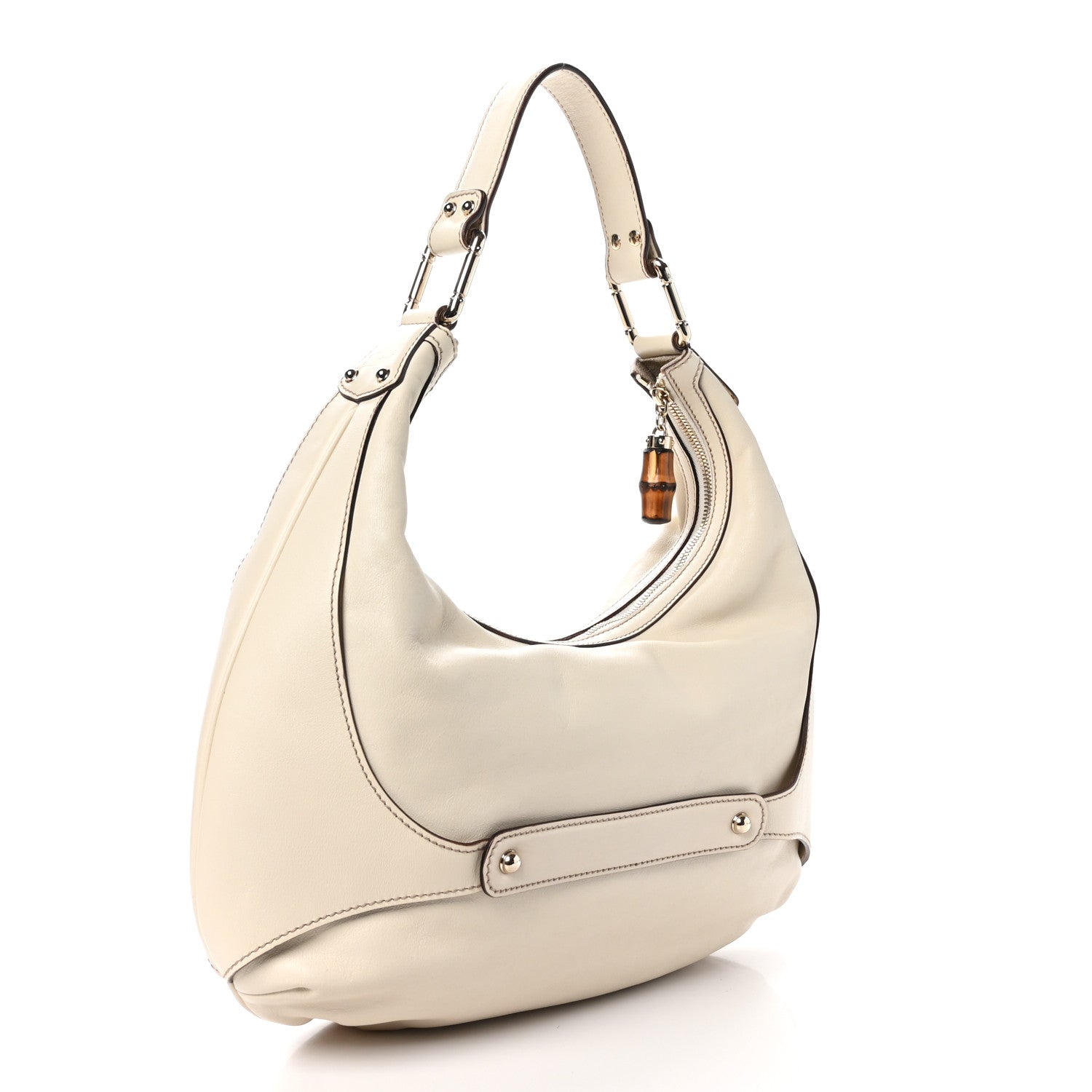 Gucci Monogram Bamboo Horsebit Amalfi Hobo Mystic White 3 of 10