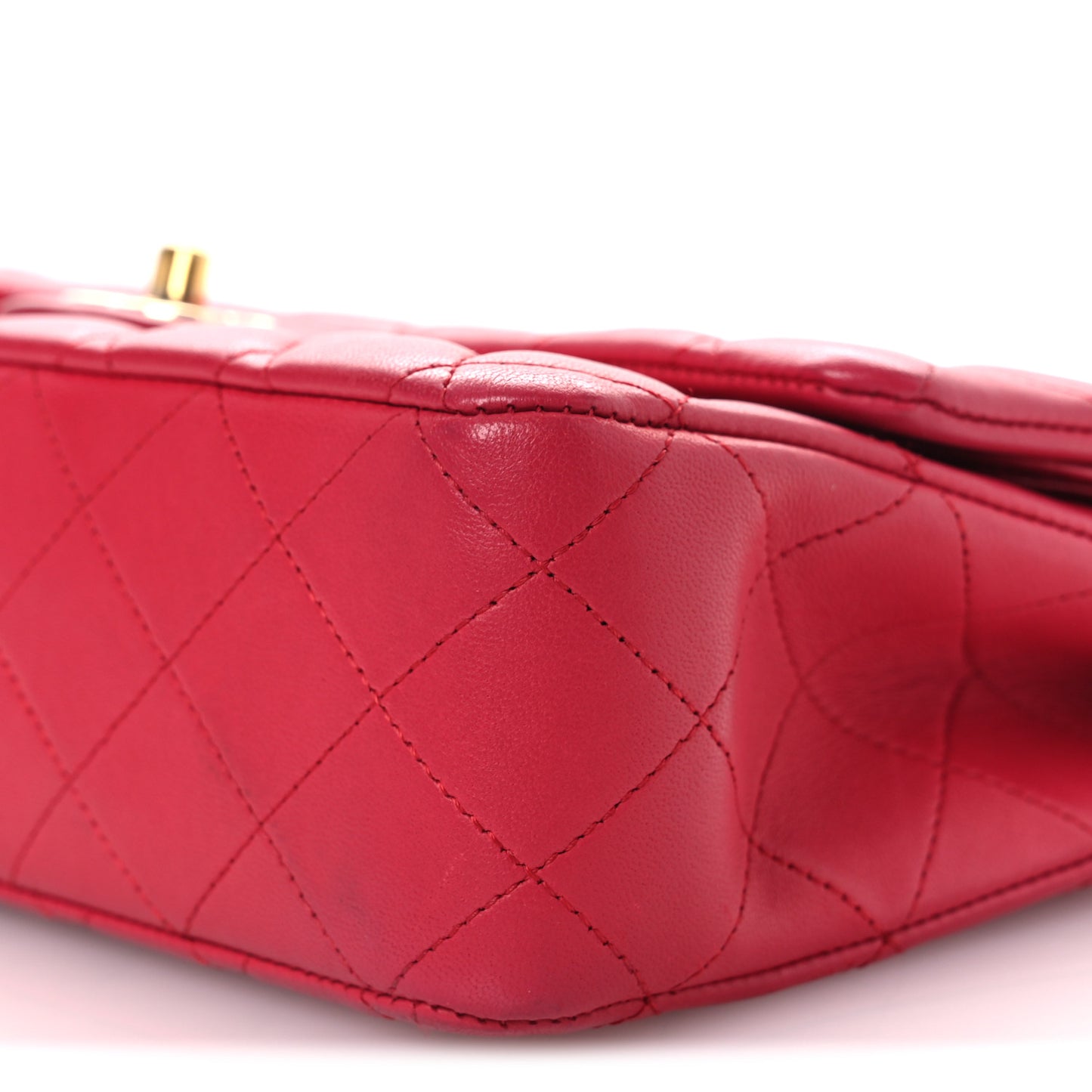 Lambskin Quilted Medium Double Flap Red