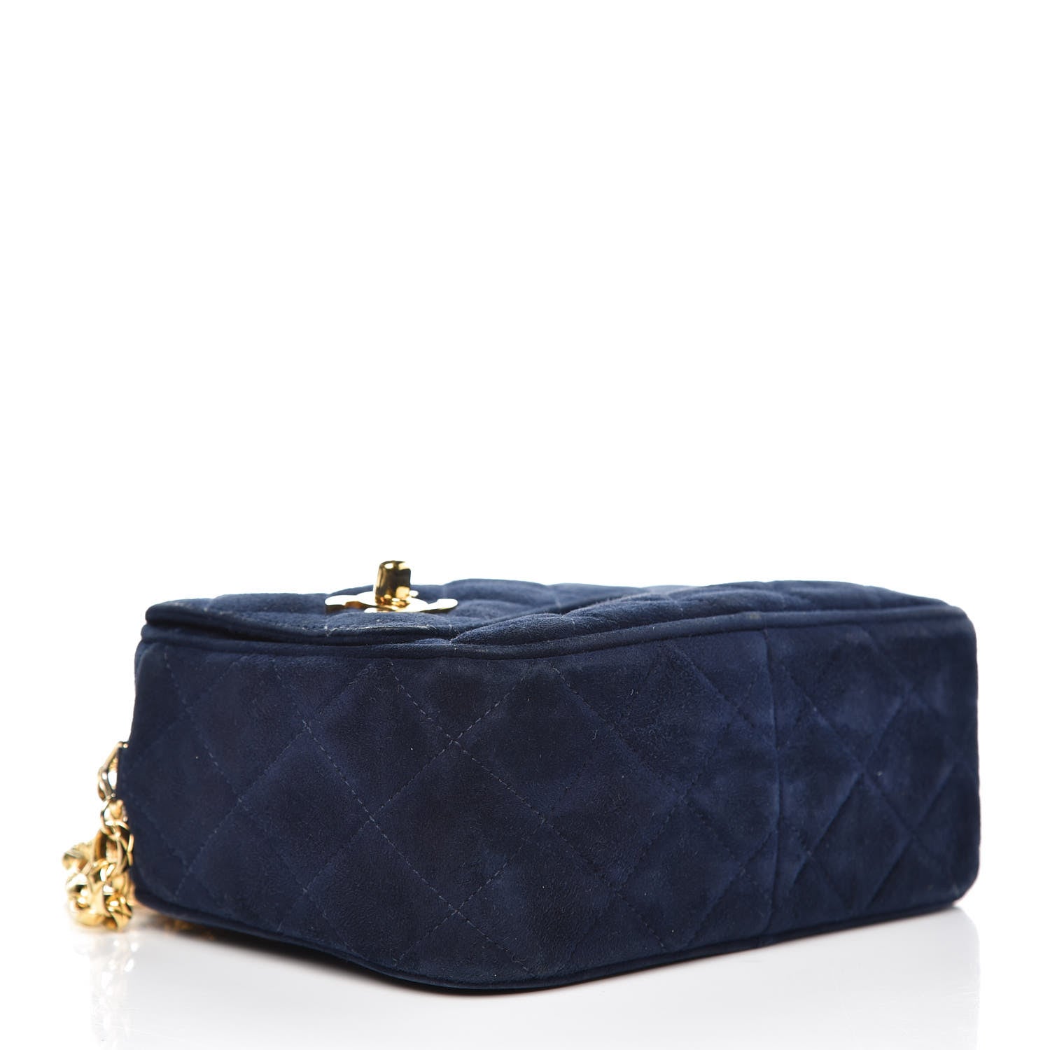 Chanel Suede Quilted CC Tassel Camera Case Navy 4 of 10