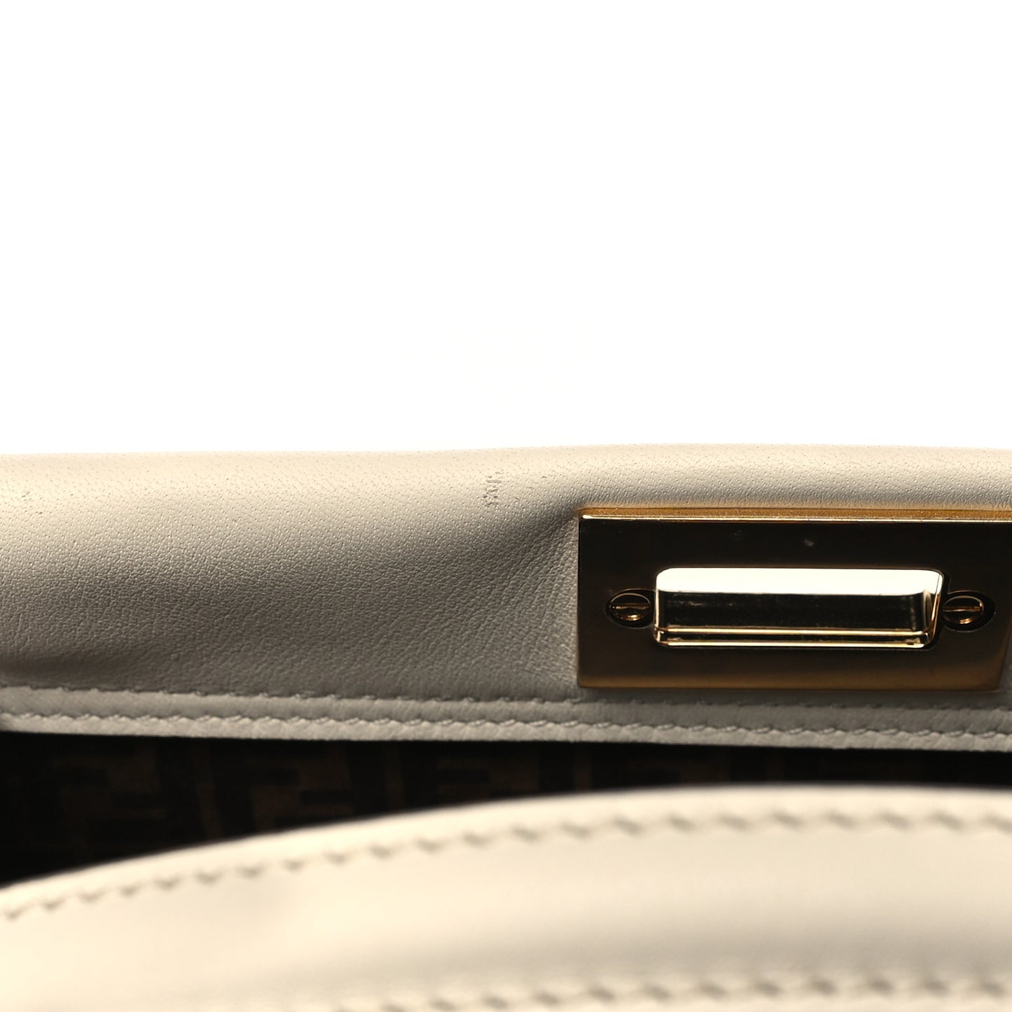 Vitello Seta Suede FF Mini Peekaboo Iconic Satchel Uovo Sigaro Marrone