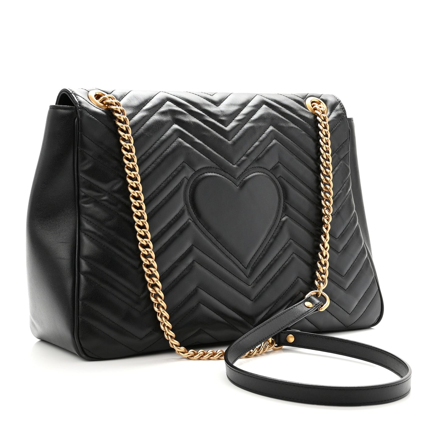 Calfskin Matelasse Large GG Marmont Shoulder Bag Black