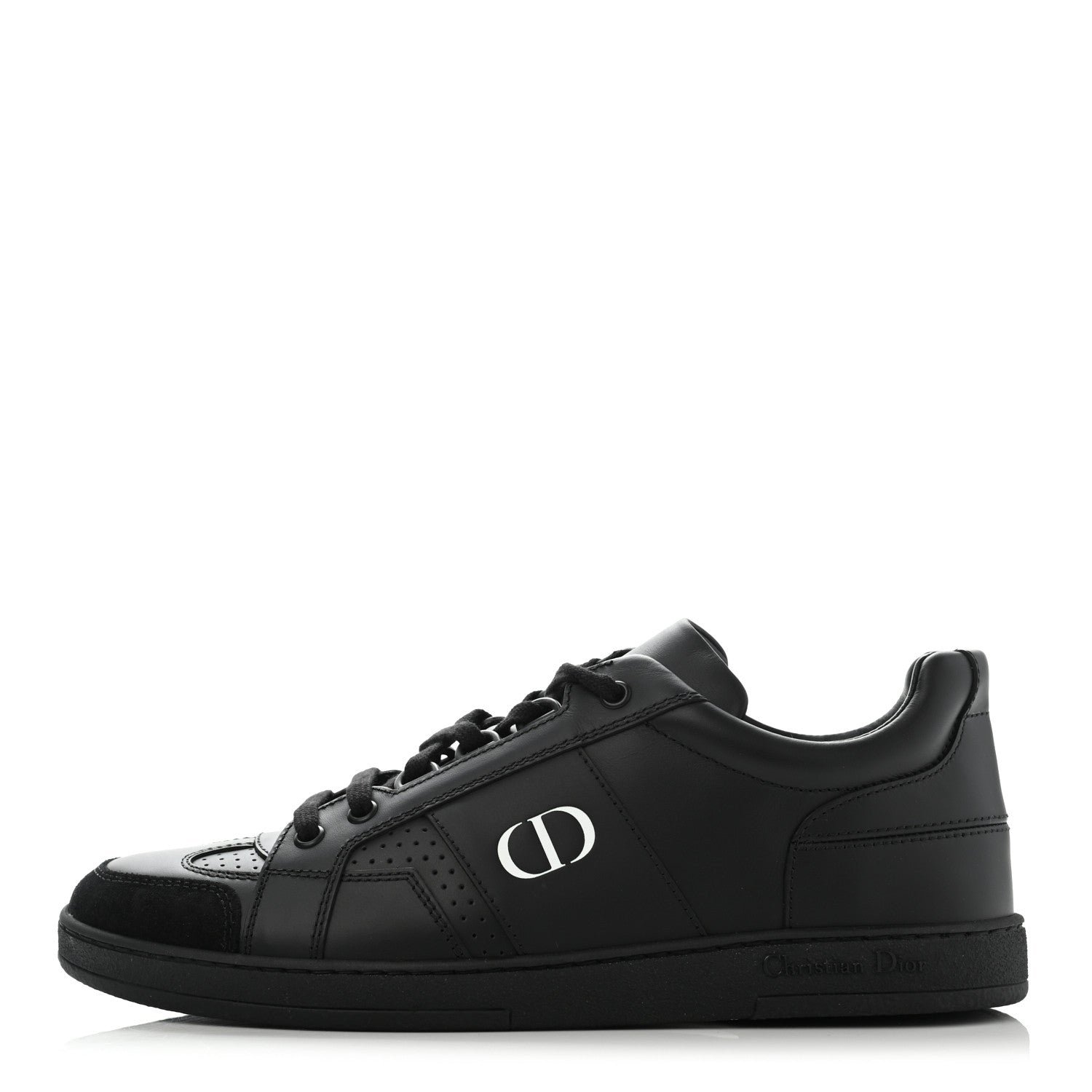 Christian Dior Calfskin Suede Logo Sneakers 38 Black 1 of 10
