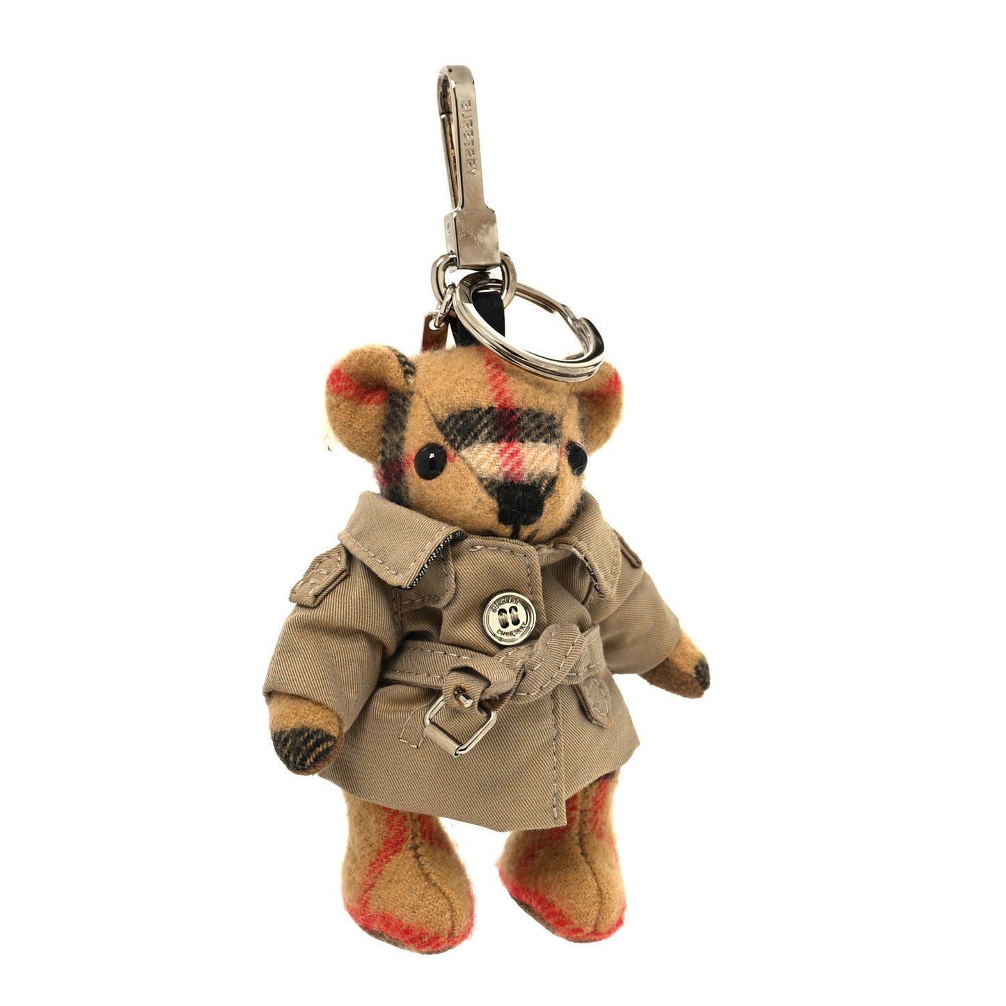 Thomas Check Trench Teddy Bear Keychain Charm Camel