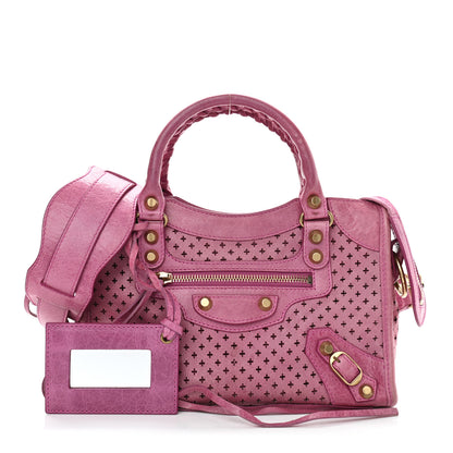 Balenciaga Agneau Laser Cut Cross Classic Gold Hardware Mini City Cyclamen 1 of 13