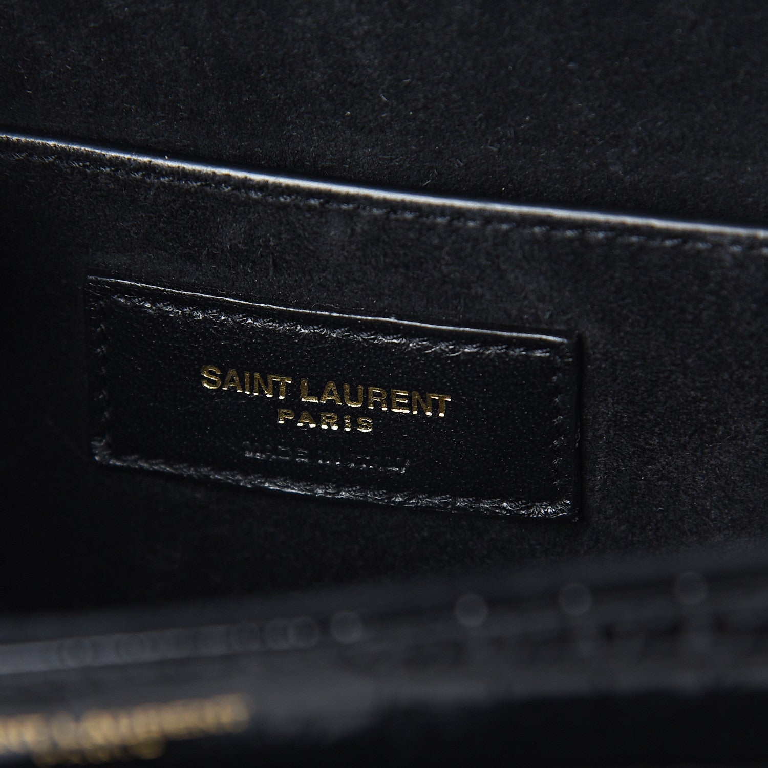 Saint Laurent Calfskin Crocodile Embossed New Besace Crossbody Bag Black 5 of 8