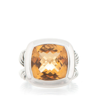 David Yurman Sterling Silver Citrine 14mm Albion Ring 55 7.25 1 of 6