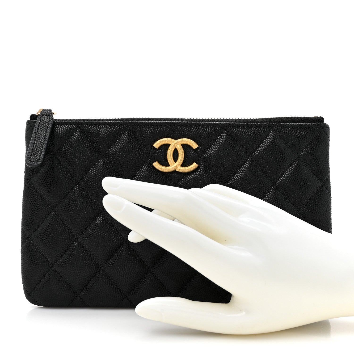 Chanel Caviar Quilted Small CC Cosmetic Case Black 2 of 8