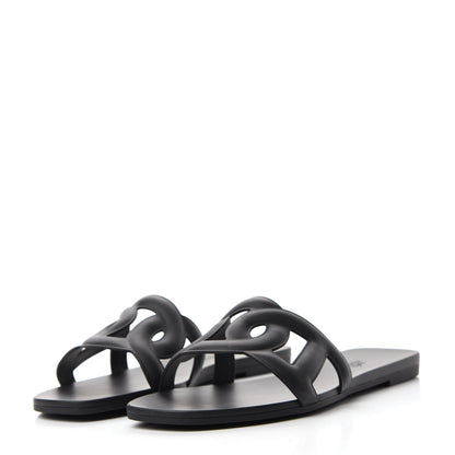 Hermes Rubber Aloha Sandals 38 Black 3 of 9