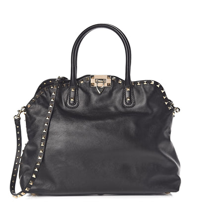 Valentino Garavani Vitello Rockstud Dome Satchel Black 1 of 10