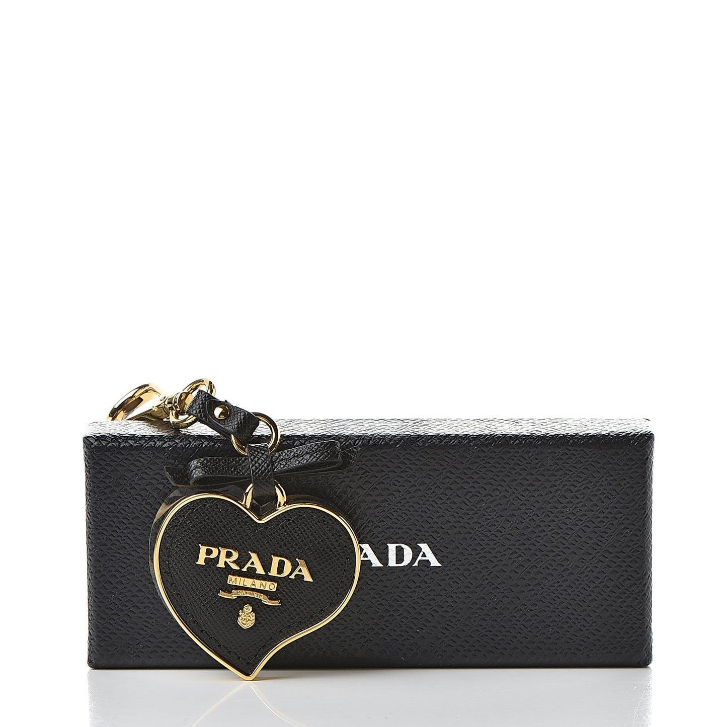 Saffiano Heart Keychain Charm Black