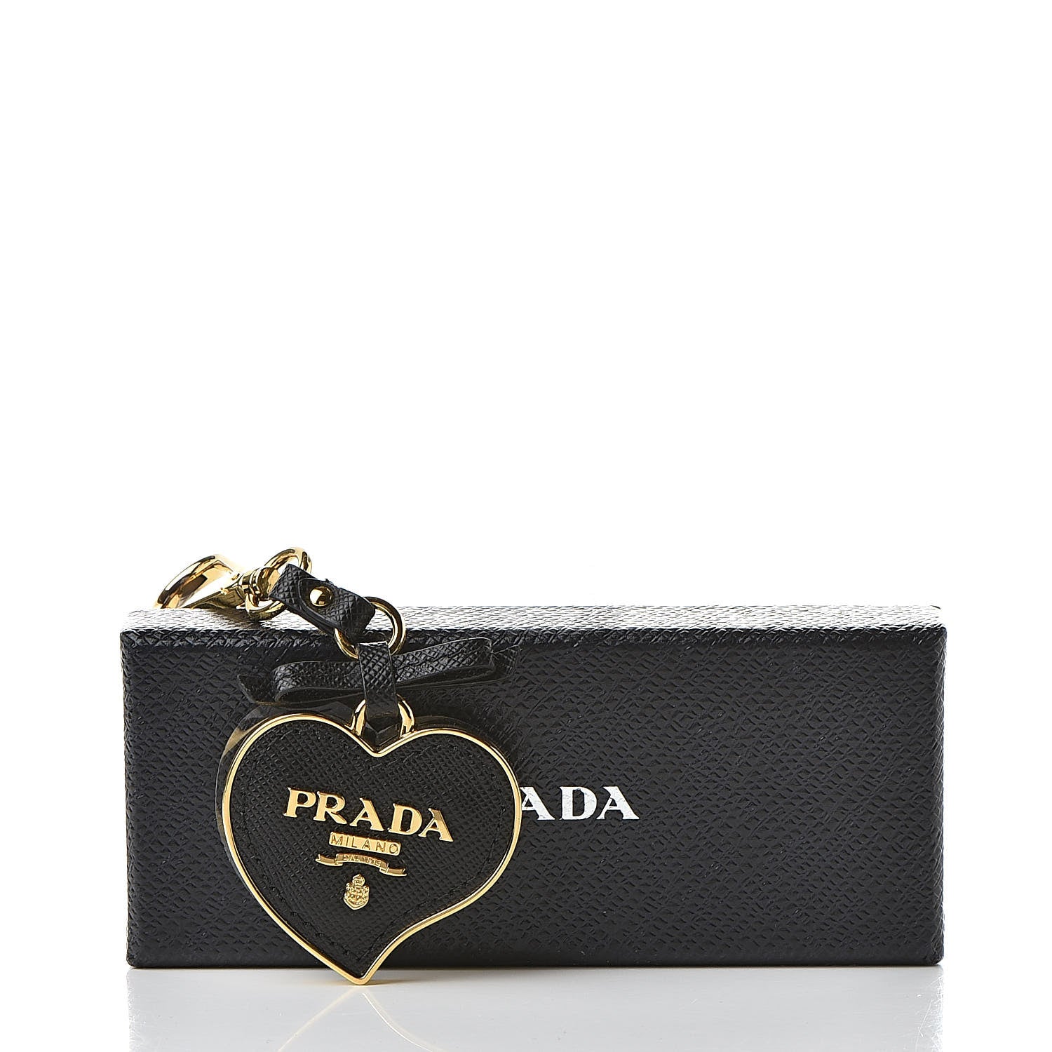 Prada Saffiano Heart Keychain Charm Black 4 of 4