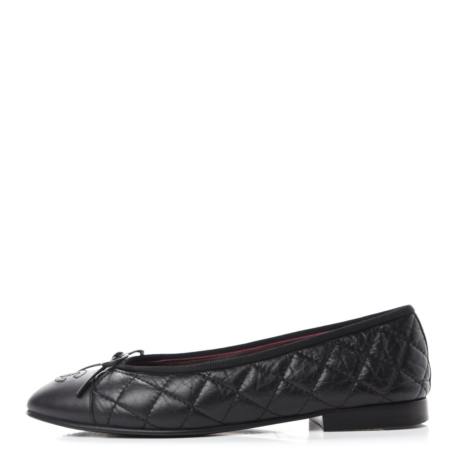 Chanel Aged Calfskin Quilted Cap Toe Ballerina Flats 37 Black 1 of 11